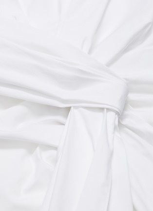 Detail View - Click To Enlarge - OSCAR DE LA RENTA - Knot front drape shirt dress