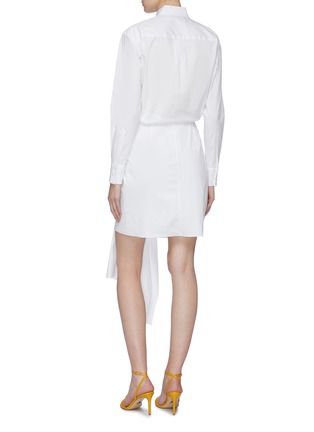 Back View - Click To Enlarge - OSCAR DE LA RENTA - Knot front drape shirt dress
