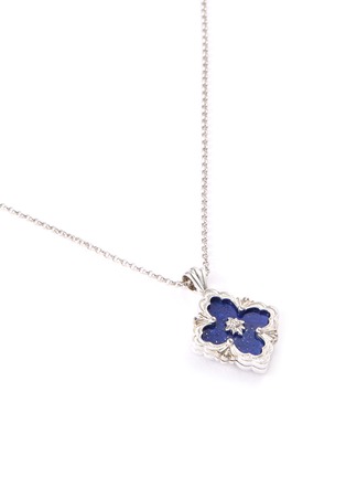 Detail View - Click To Enlarge - BUCCELLATI - Opera Color' lapis lazuli white gold floral pendant necklace