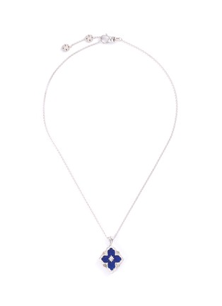 Main View - Click To Enlarge - BUCCELLATI - Opera Color' lapis lazuli white gold floral pendant necklace