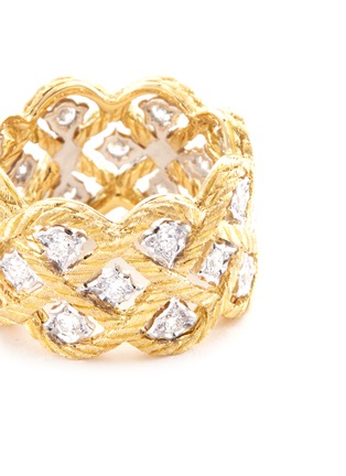 Detail View - Click To Enlarge - BUCCELLATI - 'Étoilée' diamond Yellow gold lattice ring