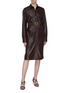 Figure View - Click To Enlarge - BOTTEGA VENETA - Belted laser cut leather shirt dress
