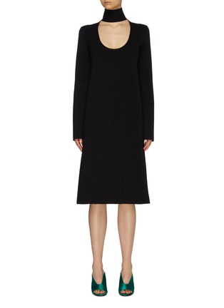Main View - Click To Enlarge - BOTTEGA VENETA - Cutout yoke knit turtleneck dress