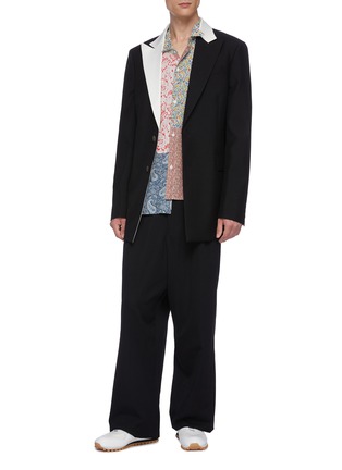 Figure View - Click To Enlarge - LOEWE - Contrast peaked lapel wool-blend tuxedo blazer