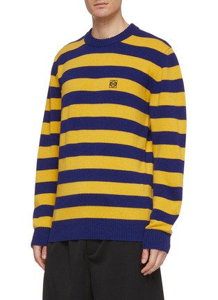 Front View - Click To Enlarge - LOEWE - Anagram embroidered stripe sweater