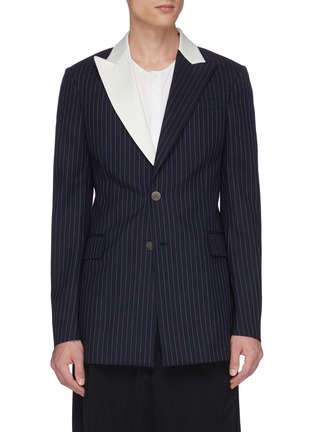 Main View - Click To Enlarge - LOEWE - Contrast peak lapel pinstripe tuxedo blazer