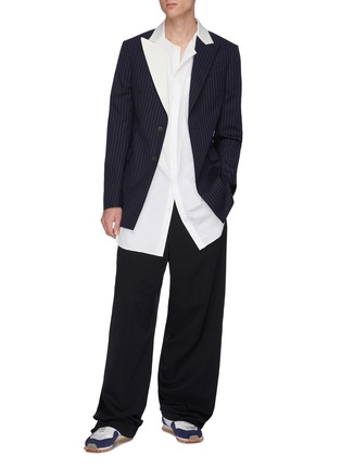 Figure View - Click To Enlarge - LOEWE - Contrast peak lapel pinstripe tuxedo blazer