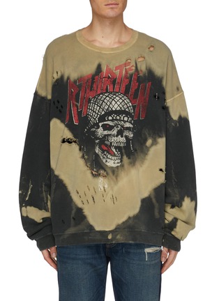 Main View - Click To Enlarge - R13 - Logo skull graphic print distressed oversized sweatshirt