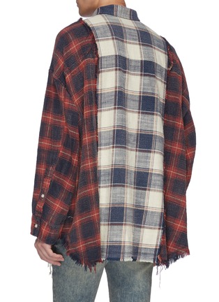 Back View - Click To Enlarge - R13 - Distressed patchwork check plaid shirt