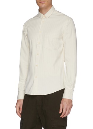 Front View - Click To Enlarge - BARENA - Chest pocket herringbone shirt