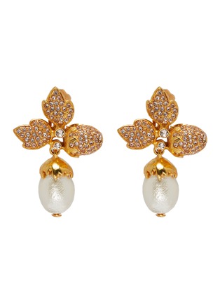 Main View - Click To Enlarge - OSCAR DE LA RENTA - Swarovski crystal faux pearl drop clip earrings