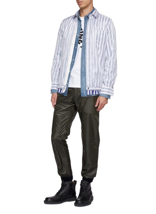 Figure View - Click To Enlarge - SACAI - Drawstring hem stripe layered panel nylon shirt jacket