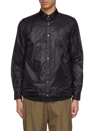 Main View - Click To Enlarge - SACAI - Drawstring hem layered panel nylon shirt jacket