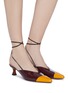 Figure View - Click To Enlarge - MANU ATELIER - Wraparound ankle tie colourblock leather mules
