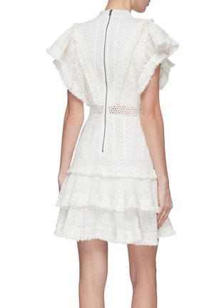 Back View - Click To Enlarge - ALICE & OLIVIA - 'Bea' tiered ruffle crochet lace fringe dress