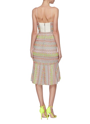 Back View - Click To Enlarge - ALICE & OLIVIA - 'Amina' neon graphic embellished peplum dress