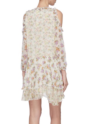 Back View - Click To Enlarge - ALICE & OLIVIA - 'Glynda' floral print tiered ruffle cold shoulder crepe dress