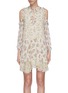 Main View - Click To Enlarge - ALICE & OLIVIA - 'Glynda' floral print tiered ruffle cold shoulder crepe dress