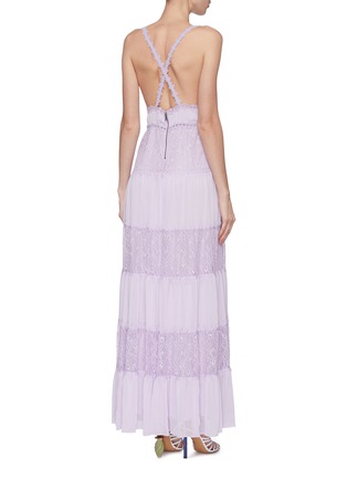 Back View - Click To Enlarge - ALICE & OLIVIA - 'Amena' sleeveless stripe guipure lace panelled dress