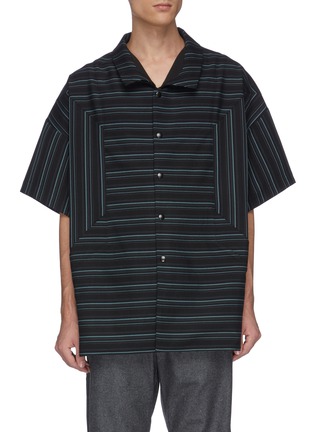 Main View - Click To Enlarge - KIKO KOSTADINOV - 'Lentz' stripe twill oversized short sleeve shirt