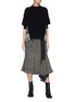 Figure View - Click To Enlarge - SACAI - Asymmetric drape herringbone pleated peplum skirt