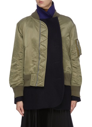 Main View - Click To Enlarge - SACAI - Wool melton panel bomber jacket