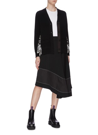 Figure View - Click To Enlarge - SACAI - Fair isle embroidered back wool cardigan