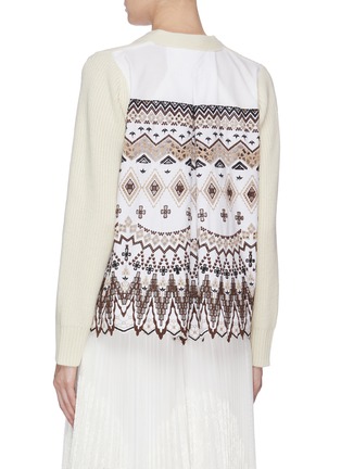 Back View - Click To Enlarge - SACAI - Fair isle embroidered back wool cardigan