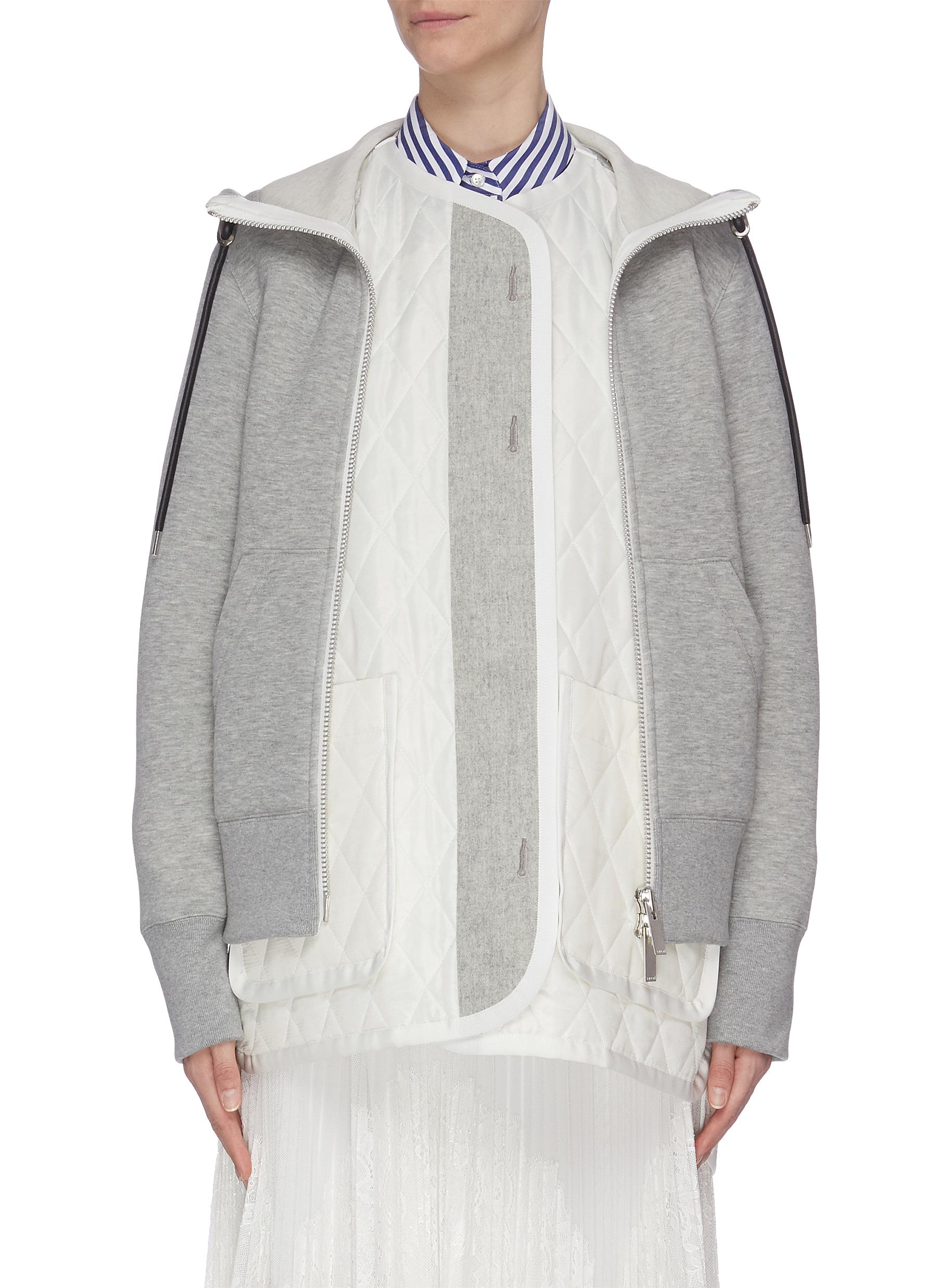 Quilted underlay zip hoodie by Sacai