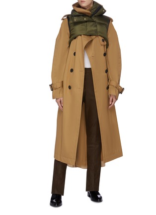 Figure View - Click To Enlarge - SACAI - Detachable puffer vest panel belted trench coat