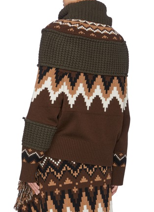 Back View - Click To Enlarge - SACAI - Detachable turtleneck zip Fair Isle jacquard sweater
