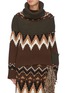 Main View - Click To Enlarge - SACAI - Detachable turtleneck zip Fair Isle jacquard sweater