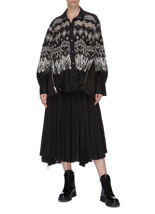 Figure View - Click To Enlarge - SACAI - Fair Isle embroidered shirt