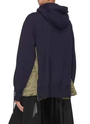Back View - Click To Enlarge - SACAI - Contrast nylon zip side drawstring hoodie