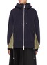 Main View - Click To Enlarge - SACAI - Contrast nylon zip side drawstring hoodie