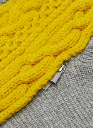  - SACAI - Detachable turtleneck cable knit panel zip sleeve sweater