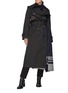 Figure View - Click To Enlarge - SACAI - Belted logo scarf panel trench coat