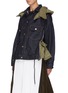 Detail View - Click To Enlarge - SACAI - Contrast hood nylon zip side denim jacket