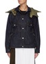Main View - Click To Enlarge - SACAI - Contrast hood nylon zip side denim jacket