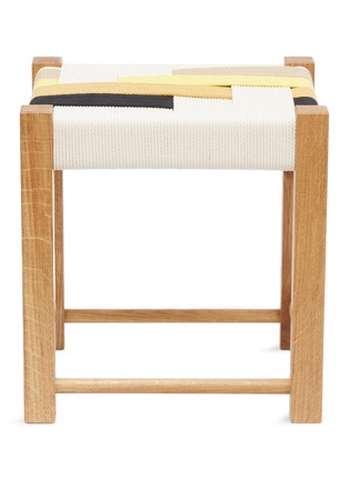 Main View - Click To Enlarge - JO ELBOURNE - Stripes handwoven stool – Raw/Black/Gold/Sand Yellow
