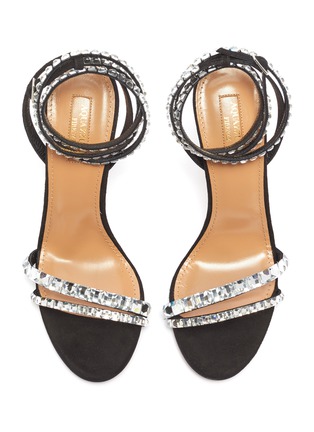 Detail View - Click To Enlarge - AQUAZZURA - 'So Vera' strass ankle strap suede sandals