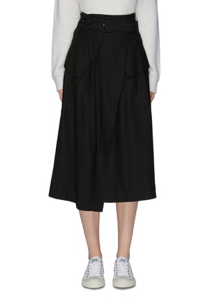 Main View - Click To Enlarge - VINCE - Belted wrap utility midi skirt
