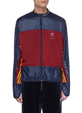 Main View - Click To Enlarge - ADIDAS X BED J.W. FORD - 3-Stripes outseam logo print back colourblock windbreaker jacket