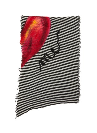 Detail View - Click To Enlarge - FALIERO SARTI - Cuore Unito' heart needle punch stripe knit scarf