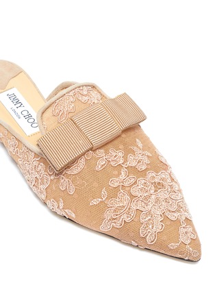 Detail View - Click To Enlarge - JIMMY CHOO - 'Galaxy' bow mesh lace loafer slides