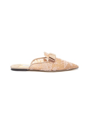 Main View - Click To Enlarge - JIMMY CHOO - 'Galaxy' bow mesh lace loafer slides