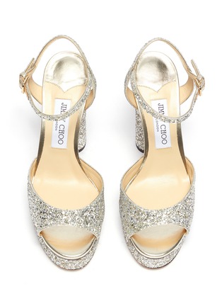 Detail View - Click To Enlarge - JIMMY CHOO - 'Peachy 125' coarse glitter platform sandals