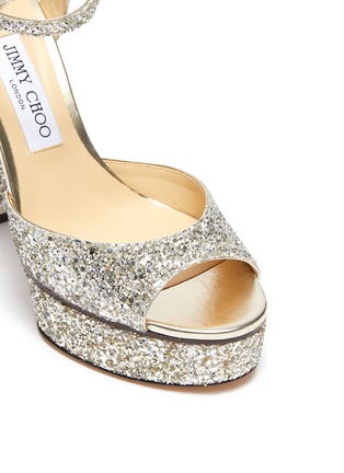 Detail View - Click To Enlarge - JIMMY CHOO - 'Peachy 125' coarse glitter platform sandals