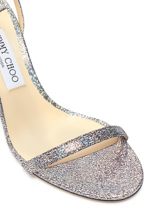 Detail View - Click To Enlarge - JIMMY CHOO - 'Minny 85' holographic effect leather sandals