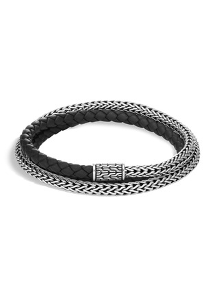 Main View - Click To Enlarge - JOHN HARDY - 'Classic Chain' silver leather triple wrap bracelet